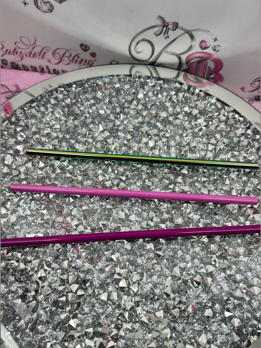 3 Corkcicle straws Metallic Multicolor Reusable metal Green, Pink, Purple